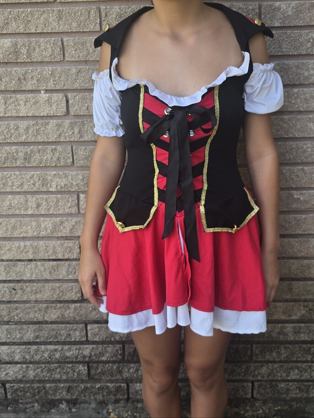 Girls Red and Black Pirate Costume Dress
